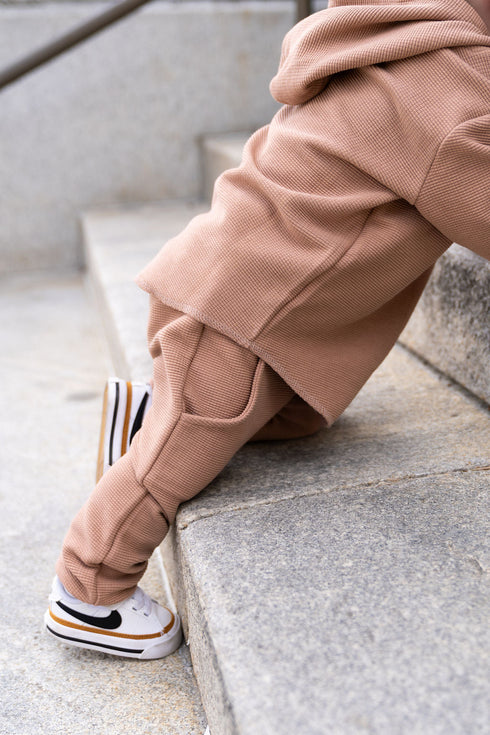 umber-waffle-knit-joggers Laree & Co - Sophia's StyleJogger Sets-1